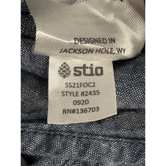 Stio Men’s Large Ashton Chambray Snap Shirt Western Rodeo Outdoors Pockets - Picture 11 of 16